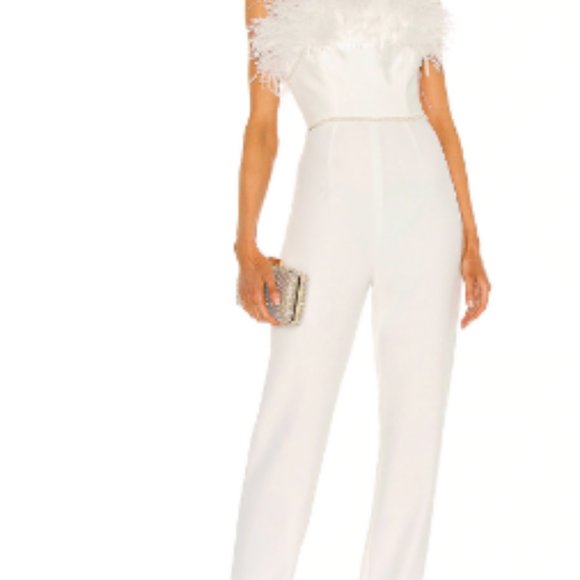 Revolve White Feather Jumpsuit